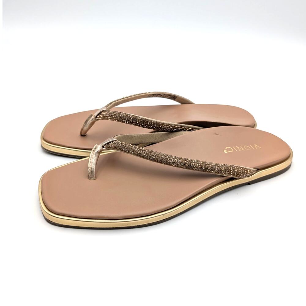 Vionic Vista Shine Flip Flop Sandals Open Toe Women's Gold Metallic Sz US10 EU41